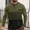 Army Green, variant on Zylanna Men's T-Shirts Tee, Button Striped Stretchy Crew Neck Long Sleeve Casual Tops for Man White