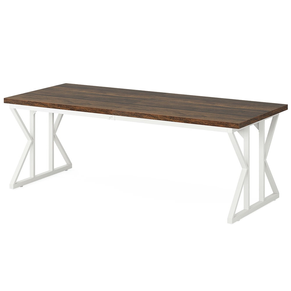 Yardi Yarda 78.7" Executive Desk, Large Computer Desk Two Person Desk for Indoor, Desk for Indoor, Brown+White