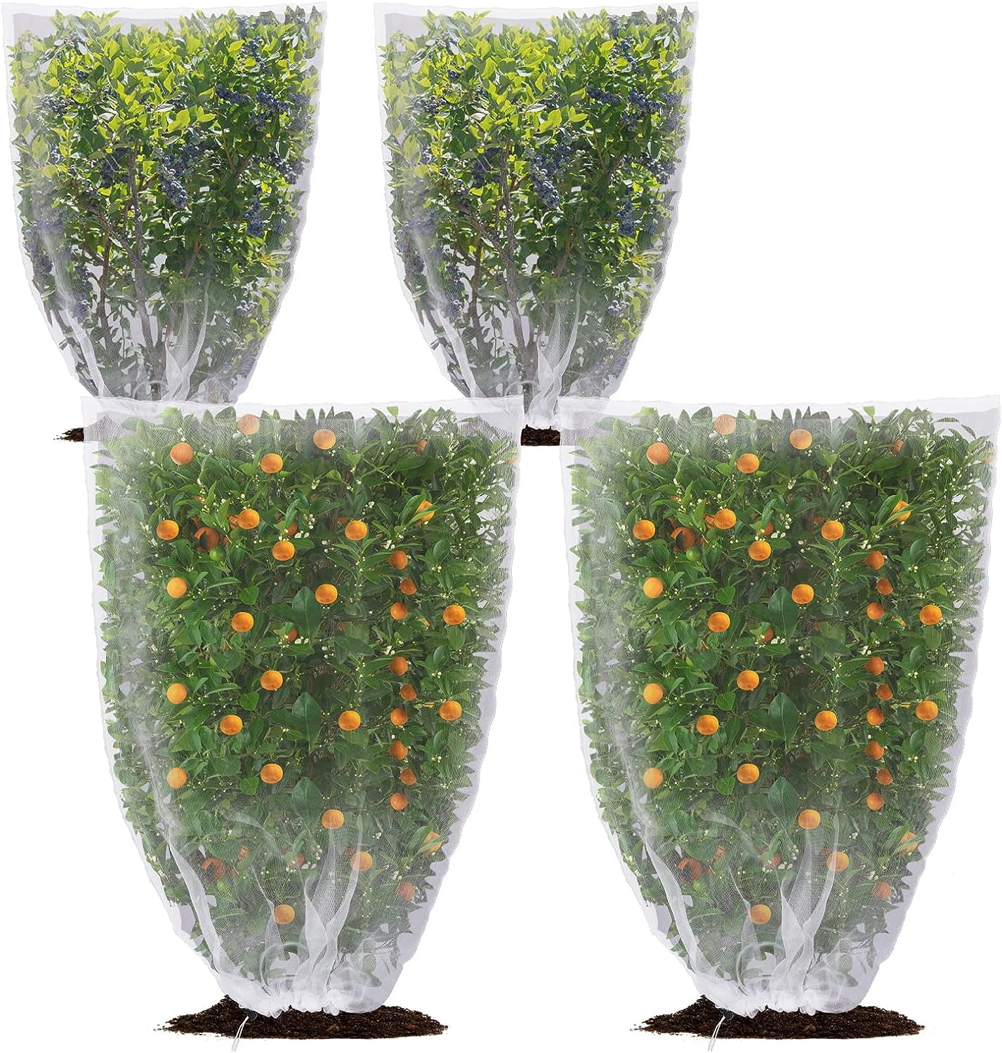 [4 PACK] Garden Plant Netting 2 Size Bird Netting Fruit Tree Mesh Net Cover Bags for Blueberry