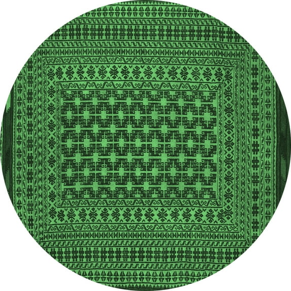 Ahgly Company Indoor Round Southwestern Emerald Green Country Area Rugs, 5' Round