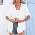 thumbnail image 4 of Xuyuer Women's Lapel Button Short Sleeve Shirt - Classic Casual Top for Daily Outfits and Versatile Wear, 4 of 9