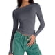 thumbnail image 1 of Top corto de manga larga con cuello redondo para mujer - Camiseta de punto acanalado - Poliéster, tallas S-L - Ropa informal/moda urbana, 1 of 5
