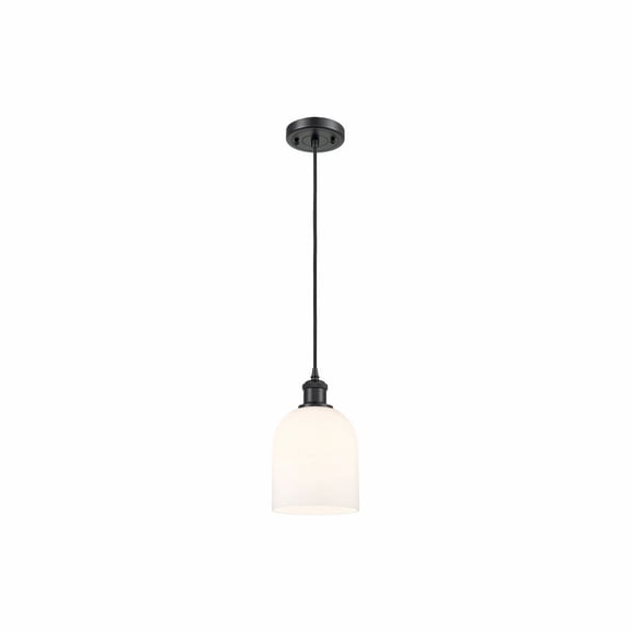 516-1P-BK-G558-6GWH Innovations Lighting Bella - 1 Light Cord Hung Mini Pendant In Industrial Style-9.5 Inches Tall and 5.5 Inches Wide-Matte Black