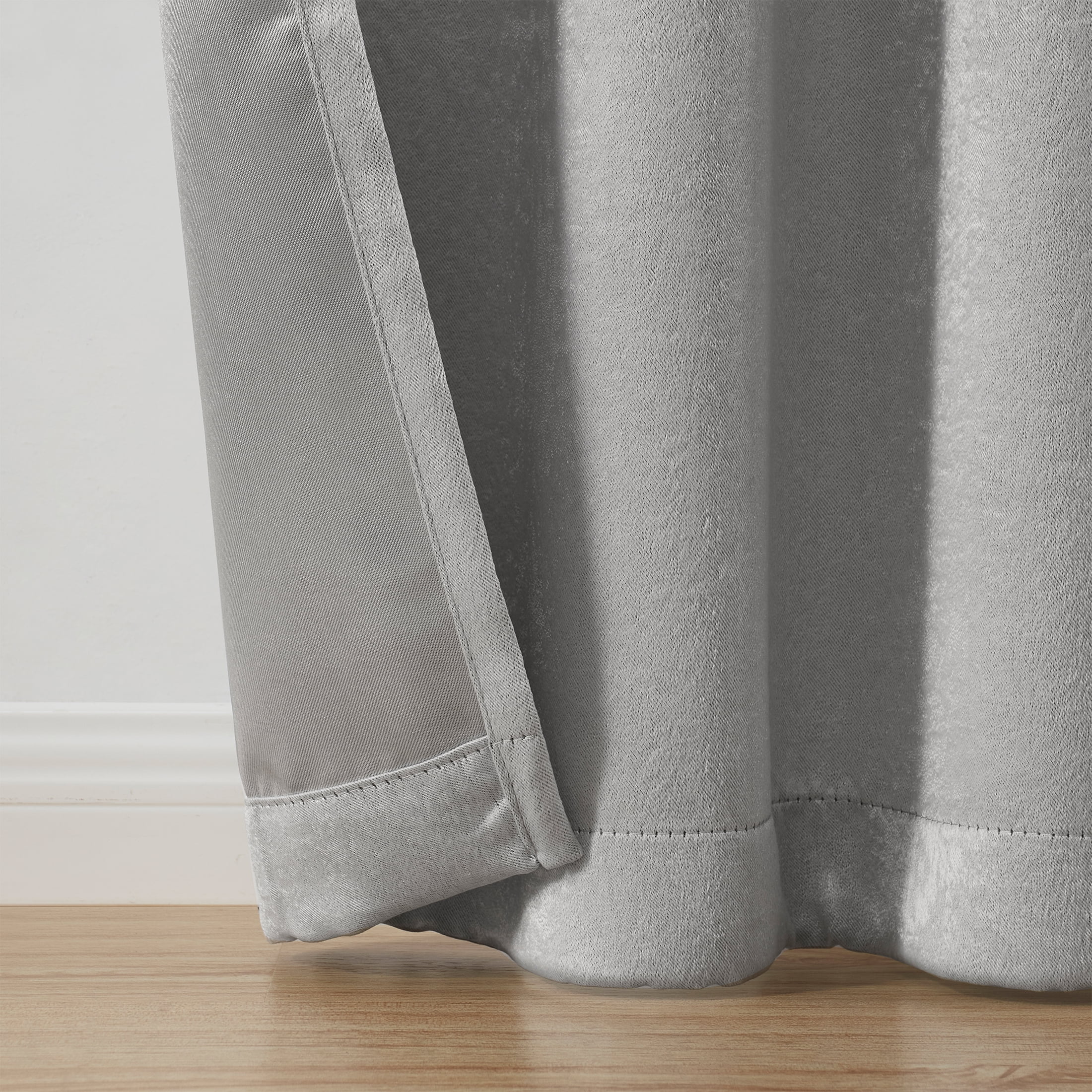 Mainstays Shimmer Rod Pocket 99% Blackout Curtains, Set of 2, Soft Silver, 37" W x 63" L