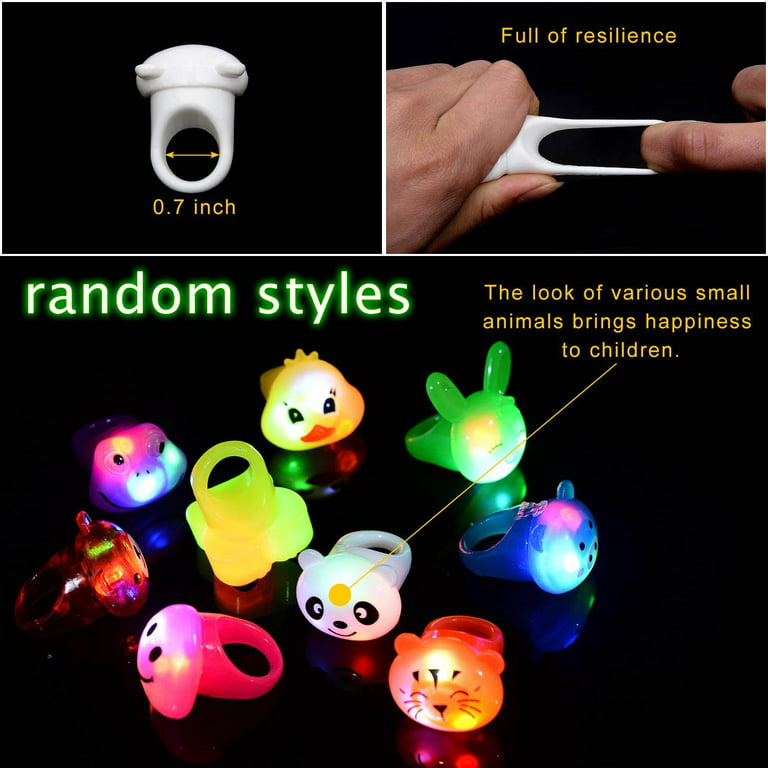 25 Pack Kids Birthday Party Favors,Goodie Bag Stuffers LED Light Up Rings Bulk Toys Boys Girls Gift-Glow in The Dark Party Supplies,Cute Animal
