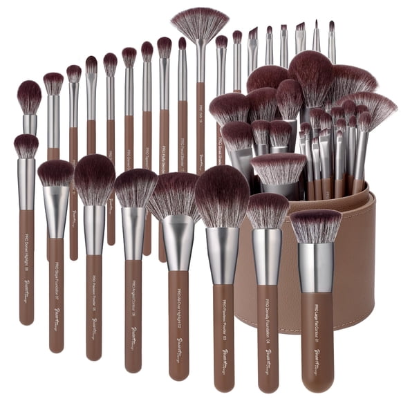 Set de brochas de maquillaje Bueart Design, 26 unidades, con funda extra grande