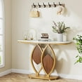 thumbnail image 6 of Gold Console Table, 41" Modern Entry Table with White Faux Marble Top, Geometric Metal Base, Narrow Long Sofa Table Behind Couch Accent Table Foyer Table for Entryway, Hallway, Living Room, 6 of 7