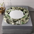 thumbnail image 2 of Orylavena Dark Green Money Print Microfiber Fitted Sheet Set, Queen, 3-Piece, 2 of 3