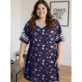 thumbnail image 3 of MINTREUS Women's Plus Size Nightgown Short Sleeve Nightshirt V Neck Sleep Shirt Loose Loungewear Casual Sleepwear 1X-5X, 3 of 9