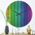 thumbnail image 2 of Designart 'Rainbow Colors On Wooden Planks' Modern Wood Wall Clock, 2 of 5