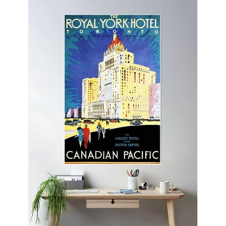 Kna Prints - 1 Pc Poster The Royal York Hotel Toronto Canada Vintage Travel Tourism Art Deco, UNFRAMED-24x36