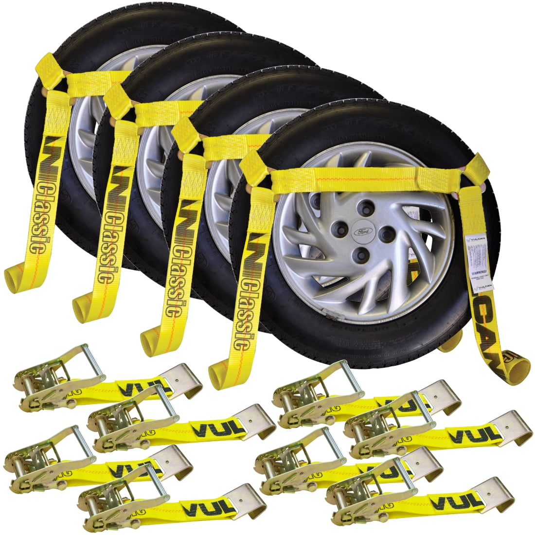 Vulcan Flat Bed Side Rail Auto Tie Down With Flat Hooks 3300 lbs. SWL