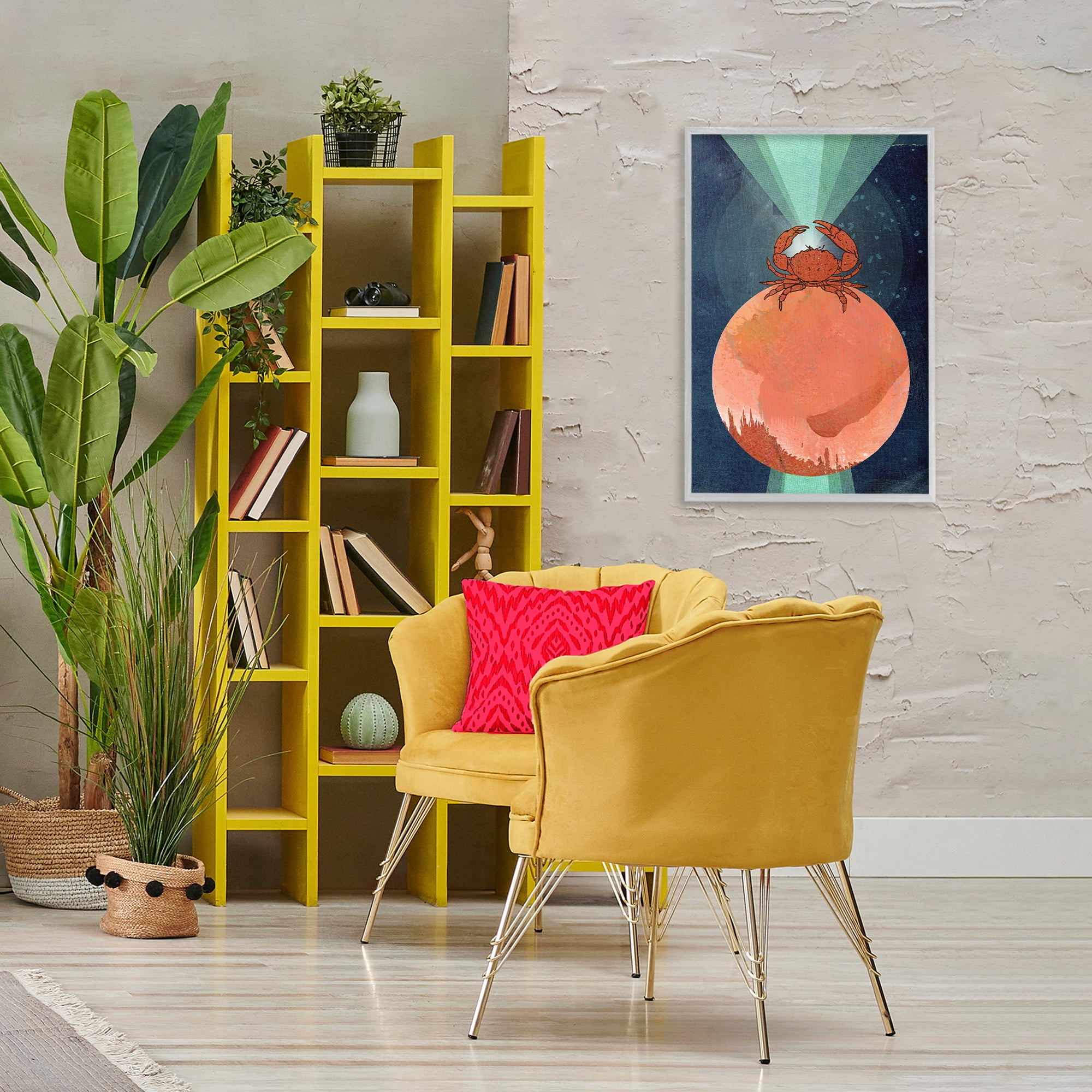 Stupell Industries Surreal Crab on Sphere Animals & Insects Painting Gray Framed Art Print Wall Art, 20 x 30