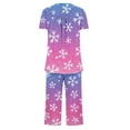 thumbnail image 5 of VBTAPA Women's Pajama Sets Short Sleeve Tops Capri Pants Sleepwear Christmas Holiday Nightwear Soft Pjs Lounge Sets Multicolor XL, 5 of 7