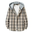 thumbnail image 2 of Feancey Men's Flannel Shirt Jackets 2025 Fashion Plaid Jacket with Hood Casual Long Sleeve Button Down Hooded Shirts Fall Lightweight Hoodie Coat ,Khaki,M, 2 of 9