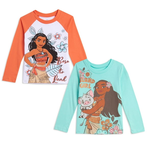 Disney Moana Infant Baby Girls 2 Pack Long Sleeve T-Shirts Infant to Little Kid