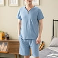 thumbnail image 3 of Kureaily Men's Sleepwear Soft Smooth Short Sleeve Short Pant Sleepwear Man With Pockets Two Piece Pajamas Soft Lightweight Sleep Sets, 3 of 6