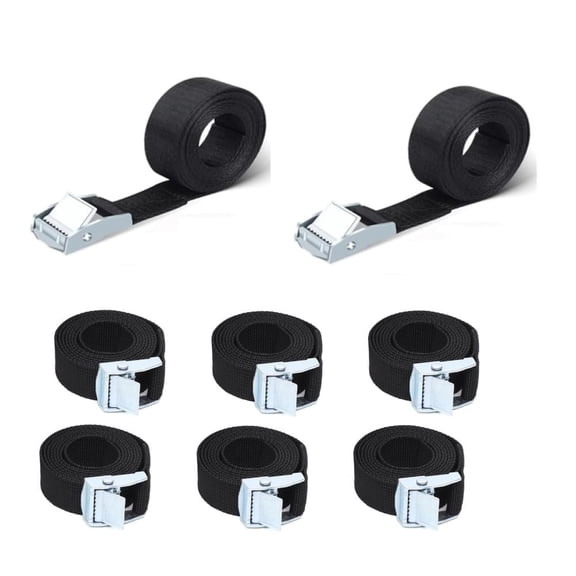 Naisfei 8 Pack Tie Down Strap, 39.3 in Heavy Duty Cargo Lashing Strap with Zinc Alloy Buckle, Multifunctional Wear Resistant Cargo Rack Belt for Car Motorcycle Trailer Luggage Cargo(Black)