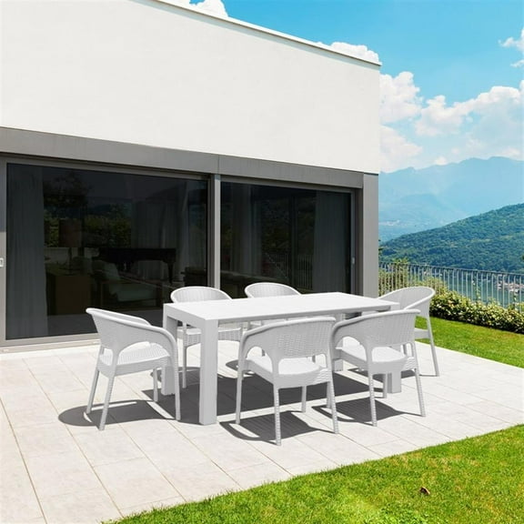 Compamia Panama 7 Piece Extendable Patio Dining Set in White