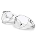 thumbnail image 2 of Gafas de seguridad redondas con estilo antivaho, protectores laterales, protección ocular UV, gafas de bloqueo de luz azul HD, cómodas gafas de laboratorio transparentes (blanco), 2 of 5