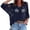 Dark Blue, variant on Womens Crochet Hollow out Knit Tops 3/4 Sleeve Loose Blouses Beach Vacation Tops 2026 Yellow M