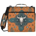 thumbnail image 2 of Zipper Binder with Shoulder Strap 2 inch 3 Ring Waterproof File Folder Organizer Bag 500 Sheet Western-style Cowhorn Skulls, 2 of 8