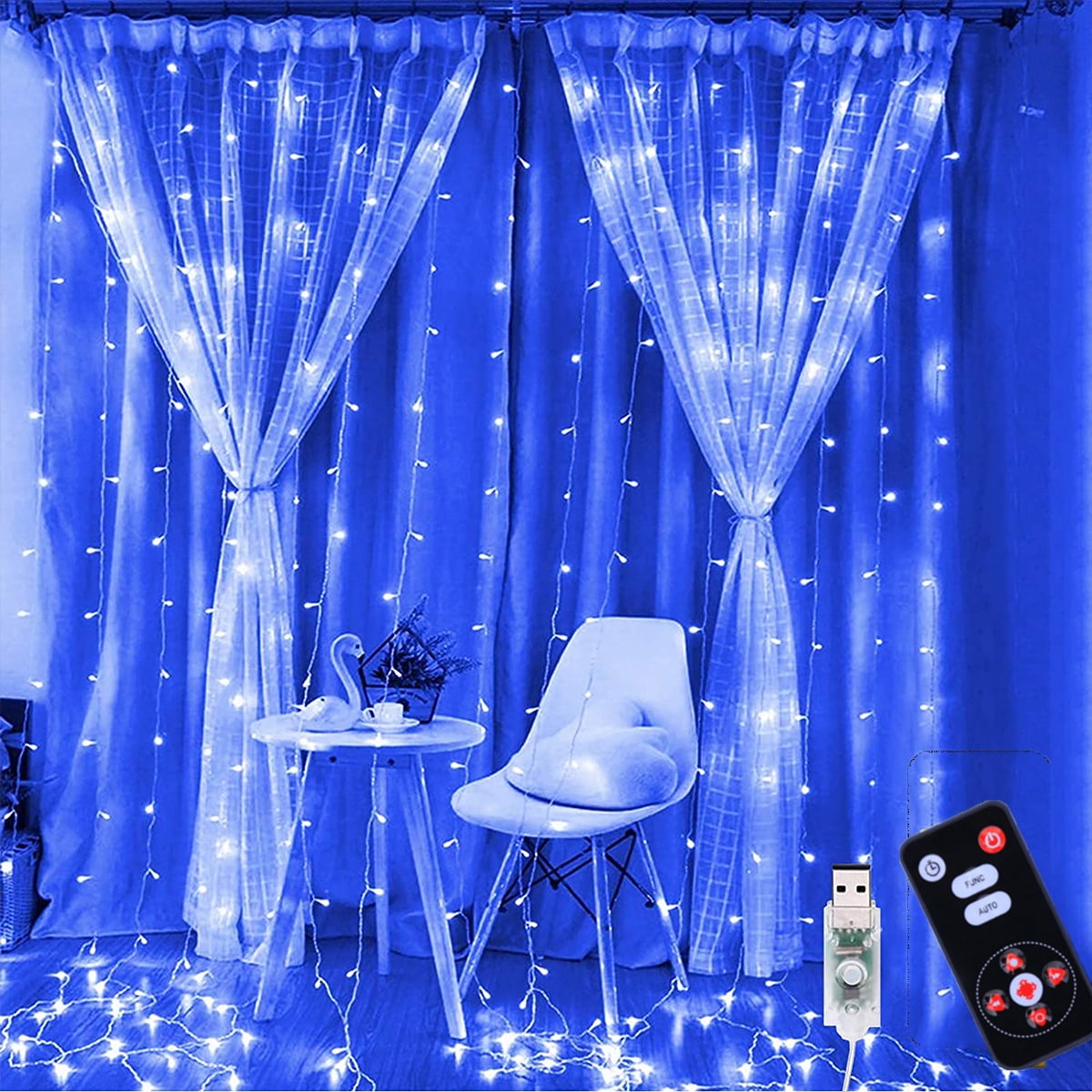 2/3/6M 200/300/600 LED Window Curtain String Fairy Lights Wedding Garden Home D 