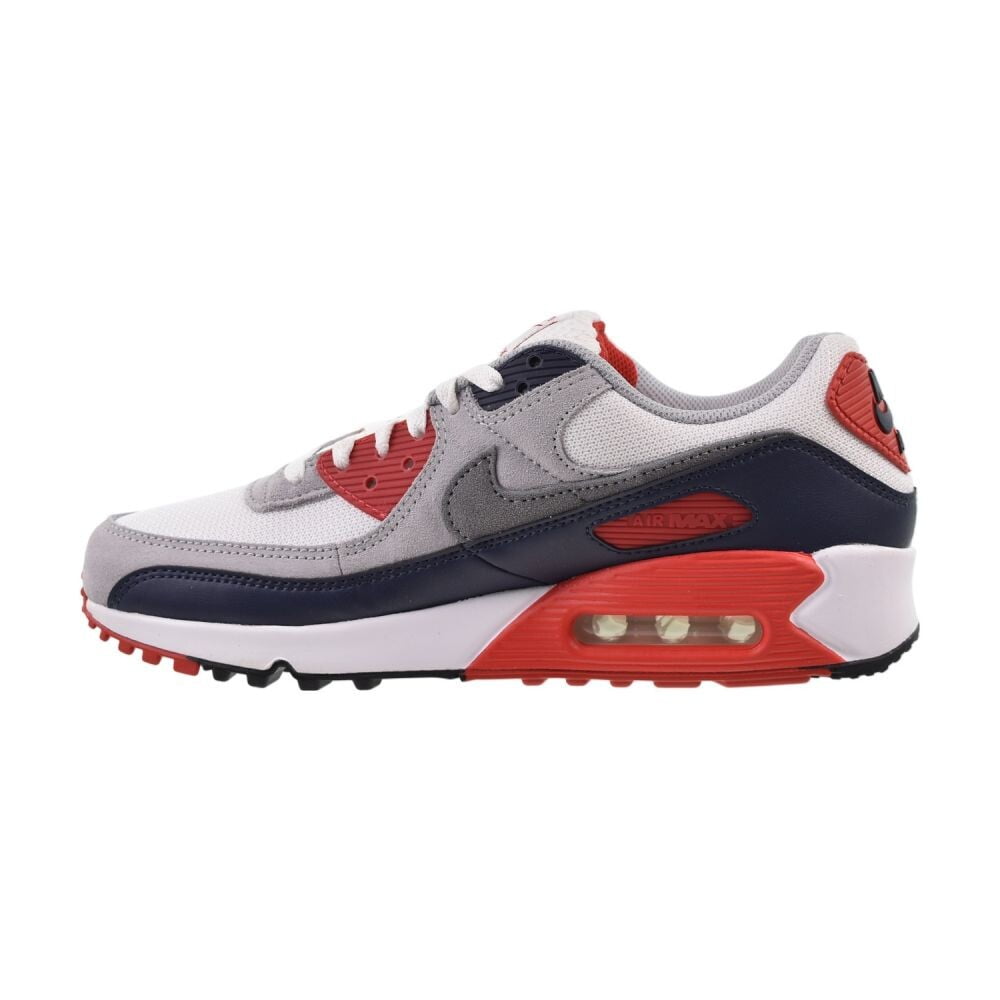 Men's Nike Air Max 90 White/Cool Grey-University Red (DM0029 117) - 11.5