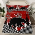 thumbnail image 2 of Feelyou Jungle Bear Boys Bed Sheets, Rustic Western Plaid King Sheets, Red Farmhouse Theme Sheet Set, Ultra Soft Bedroom Decor, 4 Pieces, 2 of 7