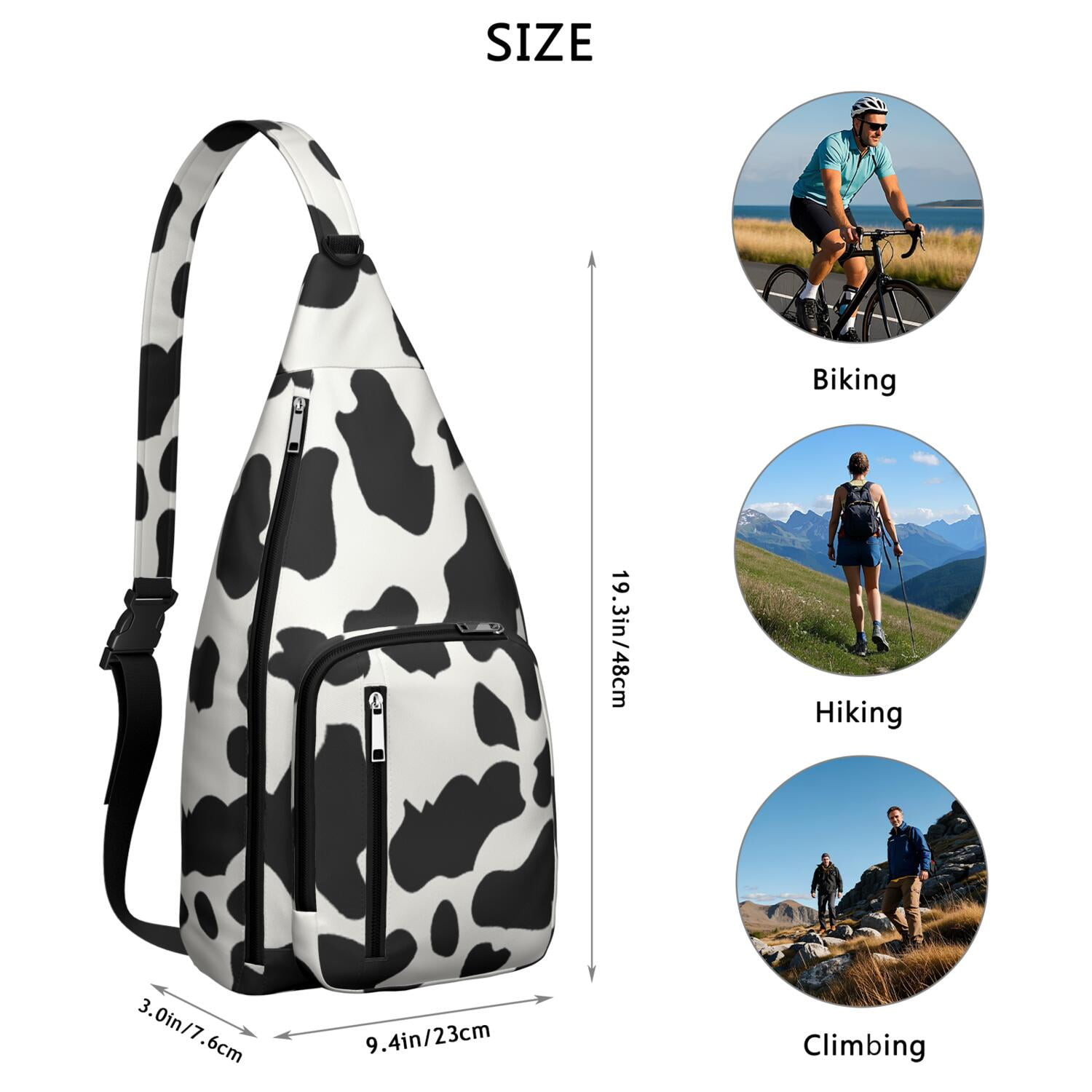 Rustic Cow Print Chest Bag - Vintage Farmhouse Style Sling Bag with Black and White Cattle Pattern, Cute Cartoon Country-Themed Fanny Pack for Animal Lovers (Farm & Nature Inspired)"