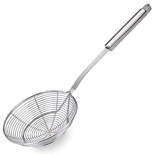 TEMCHY Spider Strainer Skimmer Ladle, 5.5 Inch Stainless Steel Solid