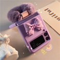 thumbnail image 2 of Funda de teléfono de felpa para Samsung ZFlip3, carcasa con cordón de pantalla plegable, color morado lavanda, F7110 Fivean unisex, 2 of 2