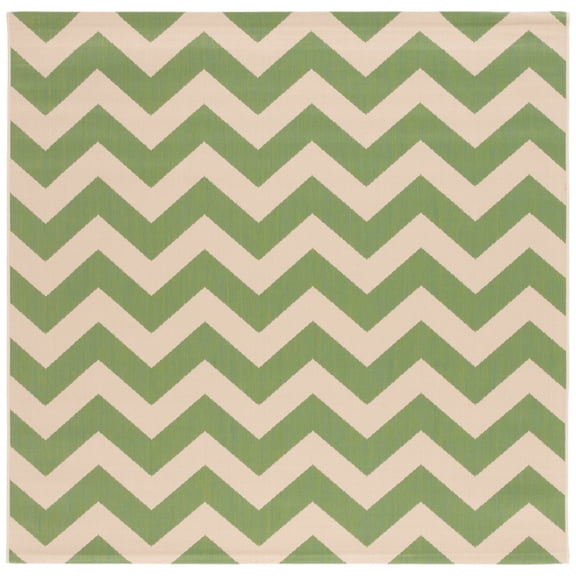 Safavieh Courtyard Bailey Chevron Indoor/Outdoor Area Rug, Green/Beige, 5'3" x 5'3" Square