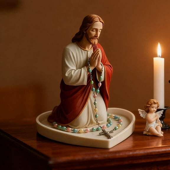 Our Lady of Grace Statue Virgin Mary Keepsake Rosary Holder, Blessed Mother Statues, Resin Relic, Catholic Gifts for Women Religious Home Decor ( No Rosary)