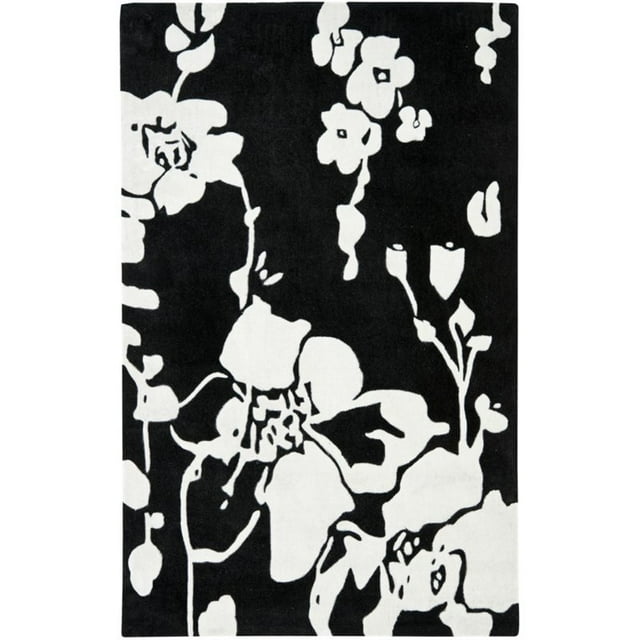 Safavieh Modern Art 2'6" X 14' Hand Tufted Rug in Black and Ivory