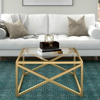 Evelyn&Zoe Calix 32" Wide Square Coffee Table, Brass