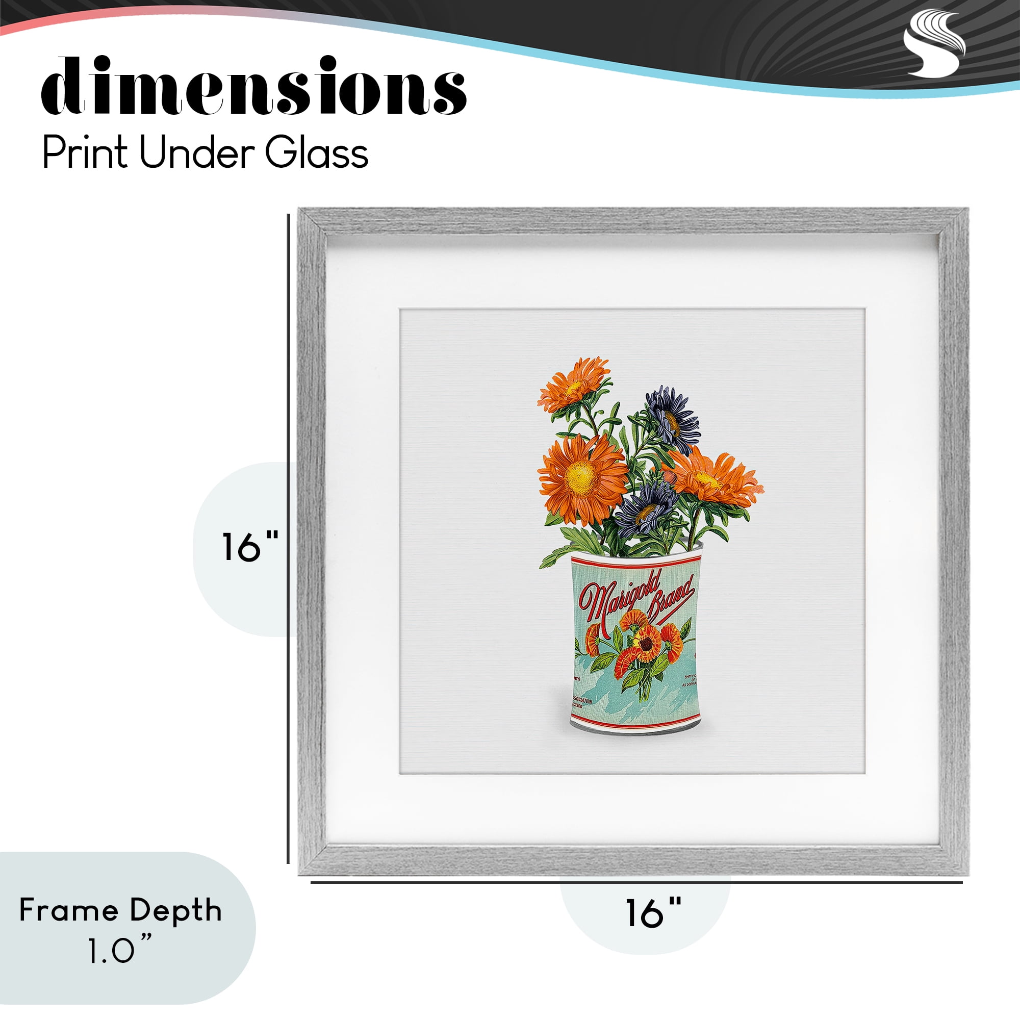 Stupell Industries Nostalgic Marigold Tin Bouquet Gray Framed Print Under Glass, design by Val Rhodes
