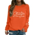 thumbnail image 2 of BODOAO You Are Stronger Than The Storm Sweatshirt Crewneck Long Sleeve Shirt Positive Letter Print Shirt Pullover Sweater Fall Outfits Comfy Tunic Tops Christian Sweatshirt Women Orange S, 2 of 5