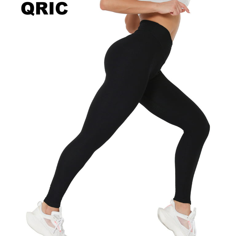QRIC Women's Ruched Butt Lifting High Waist Yoga Pants Tummy Control  Stretchy Workout Leggings Textured Booty Tights 