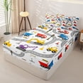 thumbnail image 2 of Manfei Road Map Zipper Full Size Comforter Sets with Fitted Sheet and 2 Pillowcases,Cartoon Car Pattern Zipper Bedding Set,White,Light Gray Reversible,4pcs, 2 of 8