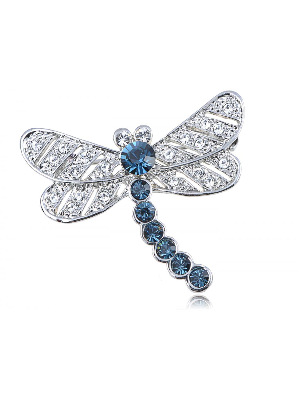 Alilang Beautiful Clear Blue Crystal Rhinestone Dragonfly Insect Bracelet Bangle Cuff 