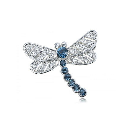Swarovski Crystal Elements Captivate Sapphire Blue Petite Dragonfly Pin Brooch