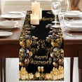 thumbnail image 3 of Happy Birthday Table Runner, Gifts Golden Black Balloons Goblet Glitter Ribbons Cotton Linen Table Runners 36 Inches Long, Dresser Scarf Runner for Nightstand/End Tables/Round Tables 13''x36'', 3 of 9
