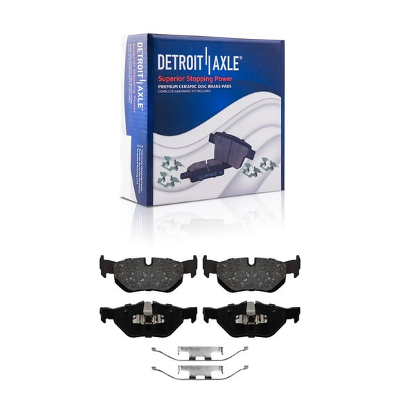 Detroit Axle - Rear Ceramic Brake Pads w/Hardware Replacement for BMW 128i 320i 323i 325i 325Xi 328i Xdrive X1 Fits select: 2008 BMW 328 I SULEV, 2006 BMW 325 I AUTOMATIC