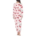thumbnail image 3 of Renewold Women Pajamas Tops and Pants Long Sleeve Crew Neck Thermal Sleepwear Red Cherry Print Nightwear Casual Outdoor Walking Outfits Loungewear Size 5XL, 3 of 5