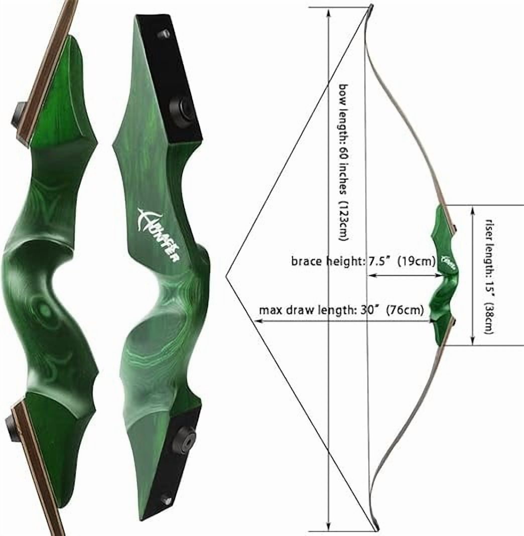 Black Hunter 60” Original Recurve Bow for Adults American Hunting