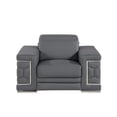 thumbnail image 2 of 47" Granite Gray and Silver Genuine Leather Lounge Chair, 2 of 9