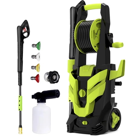 Fenbeli Electric Pressure Washer, 3800 PSIMAX, 2.4 GPM 20 ft Hose & Reel, 4 Quick Connect Nozzles, Foam Cannon, Portable to Clean Patios, Cars, Fences, Driveways, Patios, Floor Cleaning