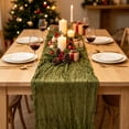 thumbnail image 4 of Christmas Table Runner, Gauze Table Runner, Bohemian Crinkled Gauze Table Runner, Holiday Table Decor for Xmas Party Dining Table Decoration, 4 of 6