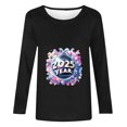 thumbnail image 4 of Styesk Chemises à Manches Longues pour Femmes Nouvel An T-shirt Décontracté Imprimé Col Rond Manches Longues, 4 of 4